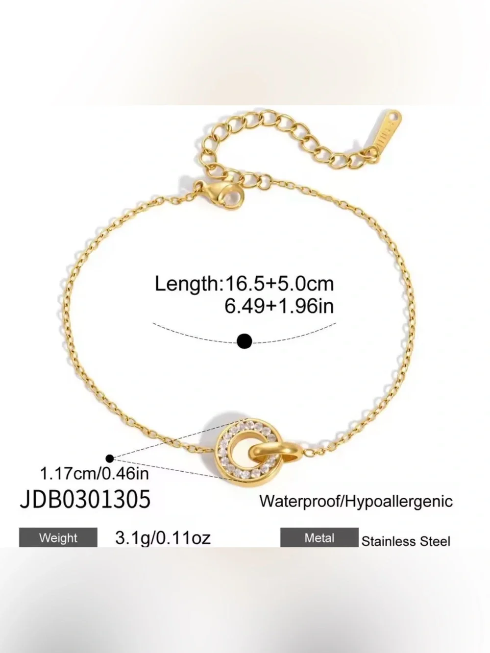 Gold Circle Pavé Dainty Bracelet - Women Jewelry
